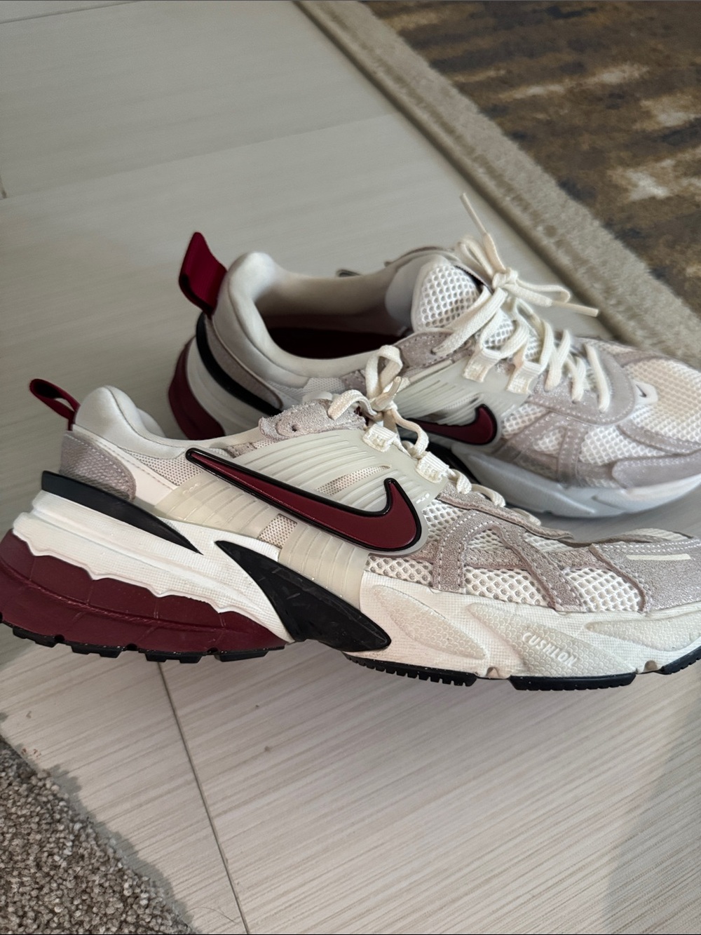 Nike Women’s White & Burgundy Mesh Trail Sneakers - Picture 3 of 7